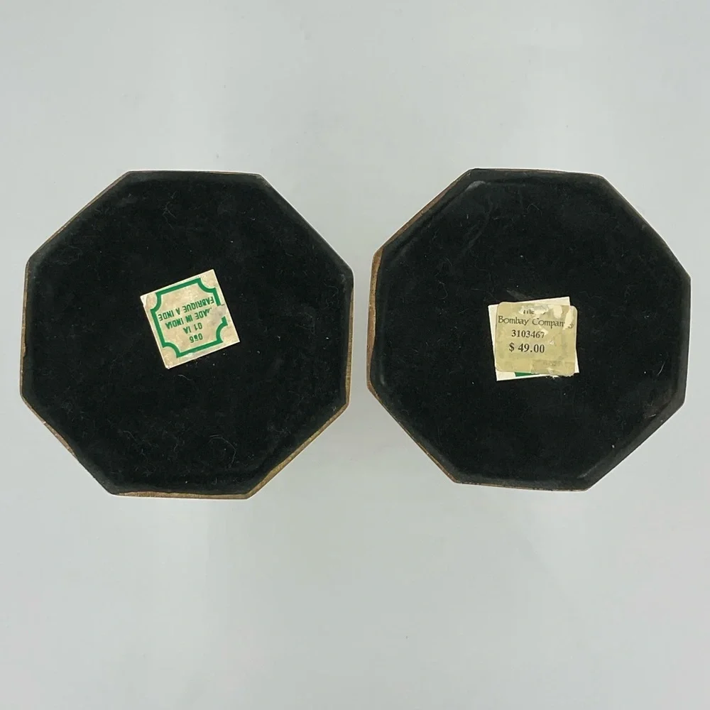 Vintage Bombay Co. Brass Candlesticks Weighted Polished Set of 2 Octagonal Base